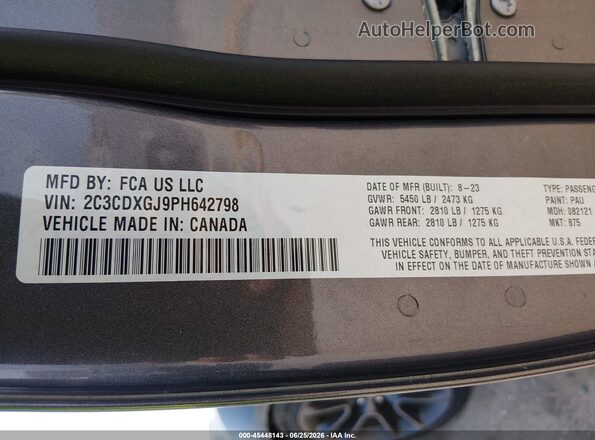 2C3CDXGJ9PH642798 2023 DODGE CHARGER Gray Vista del compartimento del motor