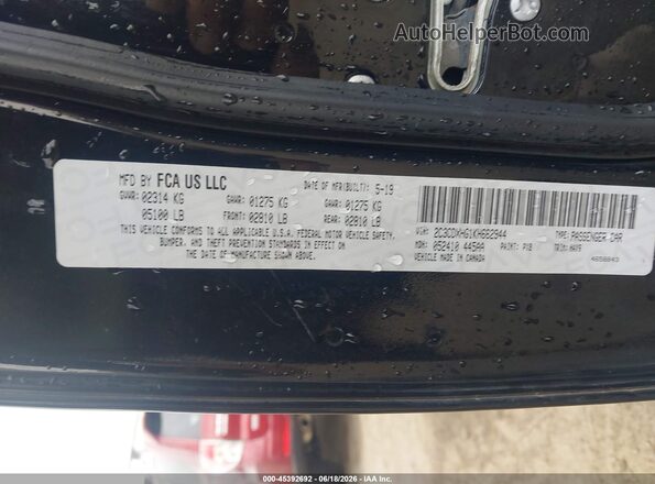 2C3CDXHG1KH662944 2019 DODGE CHARGER Black Շարժիչի բաժամունքի տեսք