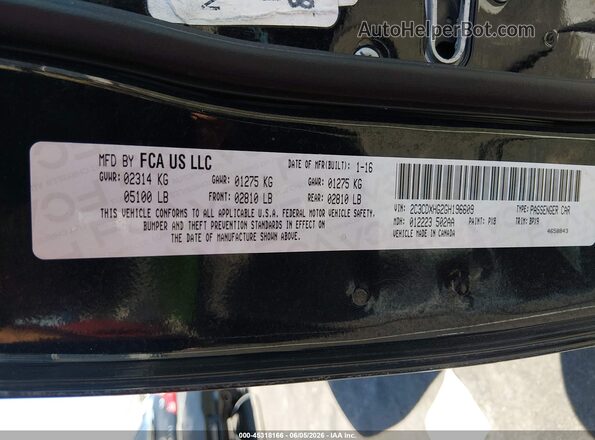 2C3CDXHG2GH196609 2016 DODGE CHARGER Черный 