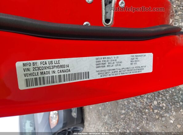 2C3CDXHG3PH595514 2023 DODGE CHARGER Red Widok komory silnika