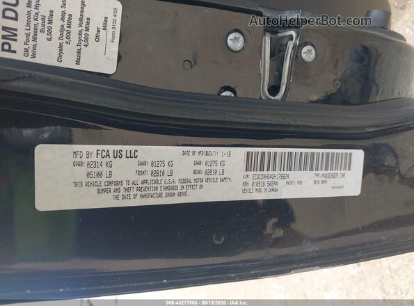 2C3CDXHG4GH178824 2016 DODGE CHARGER Black Engine compartment view