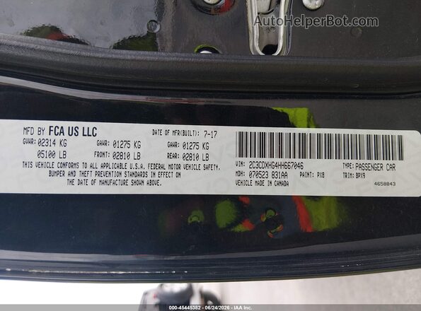 2C3CDXHG4HH667046 2017 DODGE CHARGER Black Engine compartment view