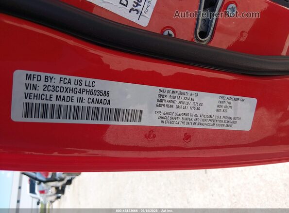 2C3CDXHG4PH603586 2023 DODGE CHARGER Red Widok komory silnika