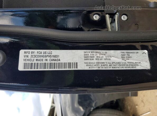 2C3CDXHG6PH516031 2023 DODGE CHARGER Черный Вид наклейки с VIN-кодом