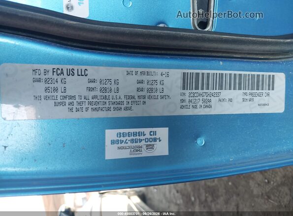 2C3CDXHG7GH242337 2016 DODGE CHARGER Blue Widok komory silnika