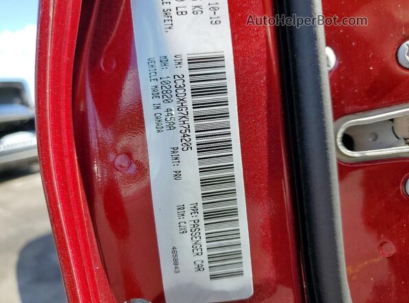 2C3CDXHG7KH754205 2019 DODGE CHARGER Red 