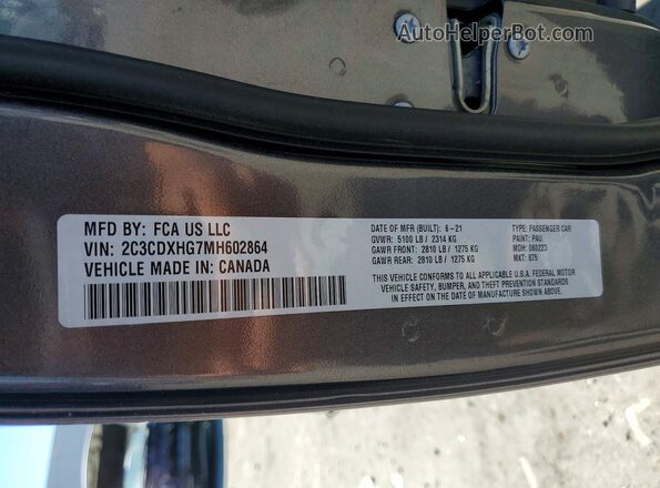 2C3CDXHG7MH602864 2021 DODGE CHARGER Gray 