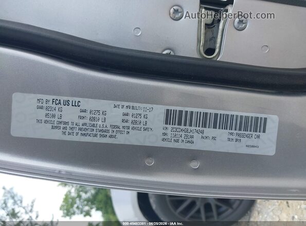 2C3CDXHG8JH174248 2018 DODGE CHARGER Серый Вид подкапотного пространства