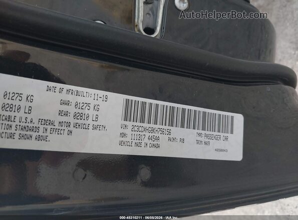 2C3CDXHG8KH756156 2019 DODGE CHARGER Black 