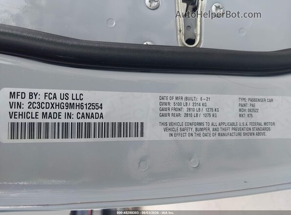 2C3CDXHG9MH612554 2021 DODGE CHARGER Gray Շարժիչի բաժամունքի տեսք
