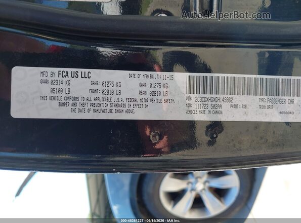2C3CDXHGXGH149862 2016 DODGE CHARGER Black Engine compartment view