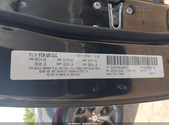 2C3CDXHGXJH254277 2018 DODGE CHARGER Black ძრავის განყოფილების ხედი