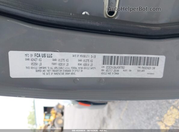 2C3CDXJG0JH307952 2018 DODGE CHARGER Gray Engine compartment view