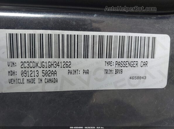 2C3CDXJG1GH341262 2016 DODGE CHARGER Gray Vista del compartimento del motor