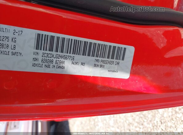 2C3CDXJG2HH567716 2017 DODGE CHARGER Red ძრავის განყოფილების ხედი