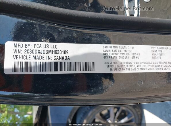 2C3CDXJG3MH620109 2021 DODGE CHARGER Черный Вид подкапотного пространства