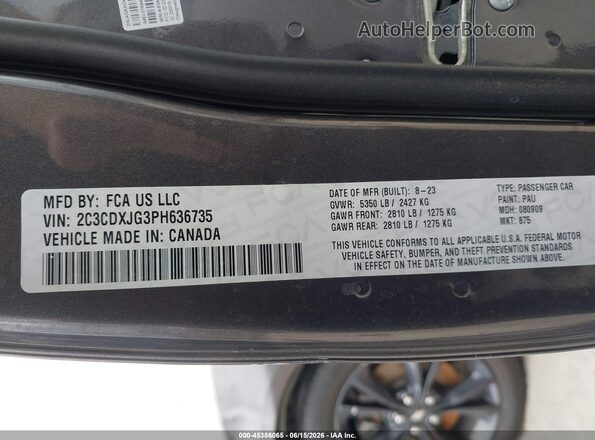 2C3CDXJG3PH636735 2023 DODGE CHARGER Gray ძრავის განყოფილების ხედი