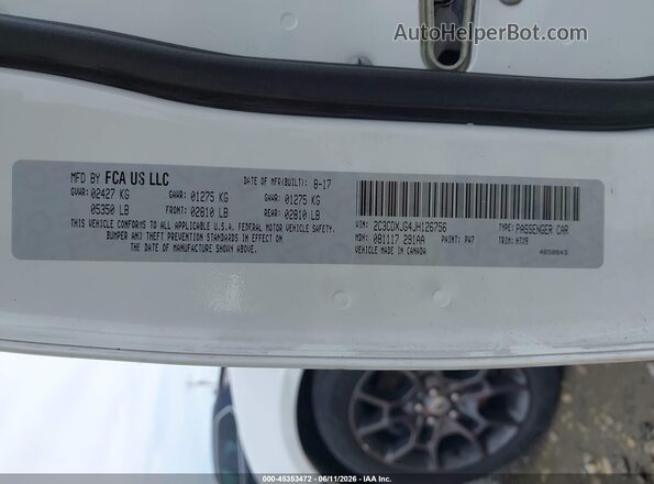 2C3CDXJG4JH126756 2018 DODGE CHARGER Белый Вид подкапотного пространства