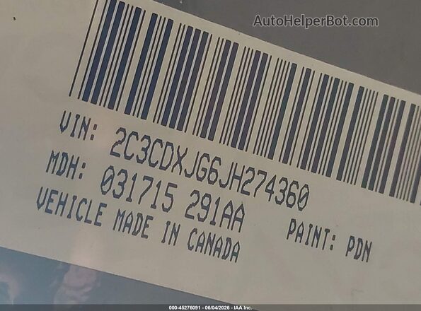 2C3CDXJG6JH274360 2018 DODGE CHARGER Gray Widok komory silnika