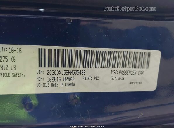 2C3CDXJG9HH505486 2017 DODGE CHARGER Dark Blue Вид підкапотного простору