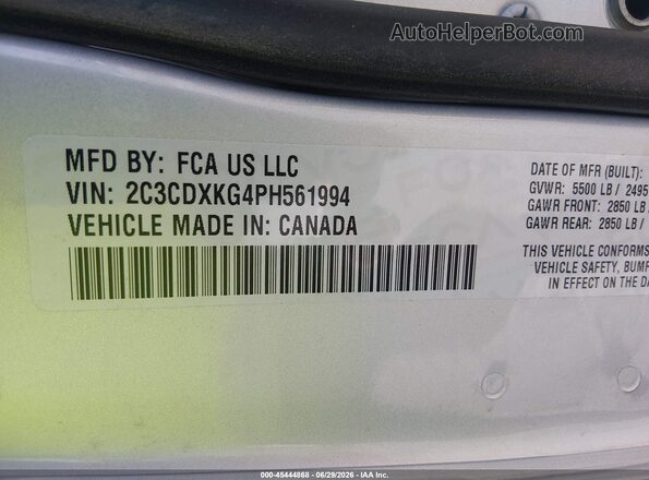 2C3CDXKG4PH561994 2023 DODGE CHARGER Gray Vista del compartimento del motor