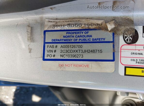 2C3CDXKT3JH248715 2018 DODGE CHARGER Silver Widok komory silnika