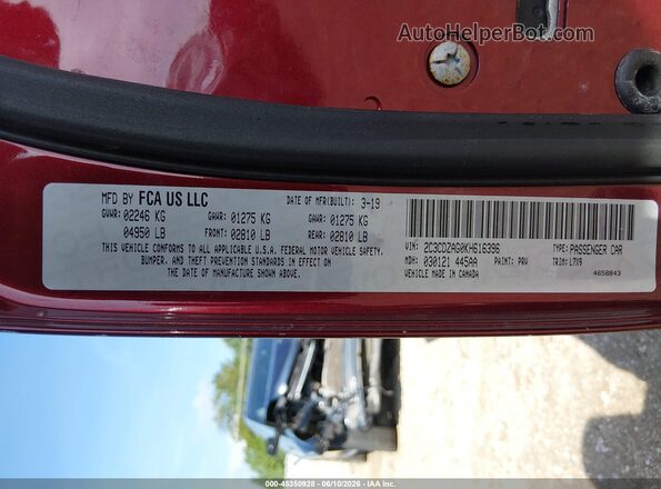 2C3CDZAG0KH616396 2019 DODGE CHALLENGER Maroon 