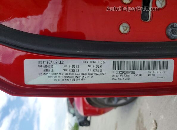 2C3CDZAG2HH572992 2017 DODGE CHALLENGER Red Widok naklejki z numerem VIN