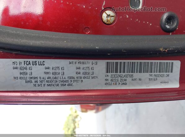 2C3CDZAG2JH327695 2018 DODGE CHALLENGER Maroon Շարժիչի բաժամունքի տեսք