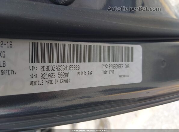 2C3CDZAG3GH185320 2016 DODGE CHALLENGER Gray Вид підкапотного простору