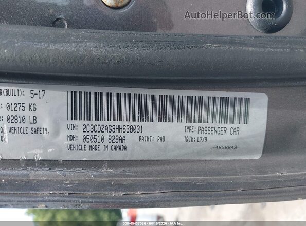 2C3CDZAG3HH638031 2017 DODGE CHALLENGER Серый Вид подкапотного пространства