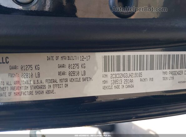 2C3CDZAG3JH219165 2018 DODGE CHALLENGER Black Вид підкапотного простору