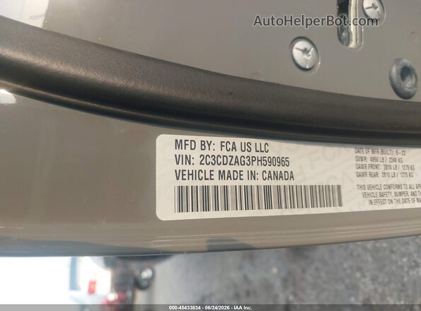 2C3CDZAG3PH590965 2023 DODGE CHALLENGER Gray ძრავის განყოფილების ხედი
