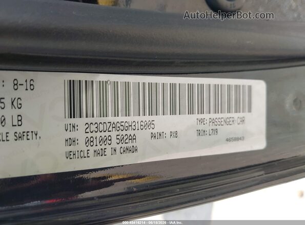 2C3CDZAG5GH316005 2016 DODGE CHALLENGER Black ძრავის განყოფილების ხედი