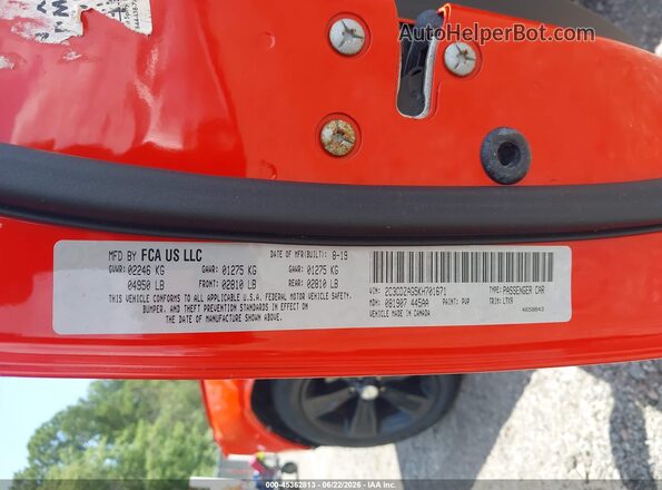 2C3CDZAG5KH701671 2019 DODGE CHALLENGER Красный Вид подкапотного пространства