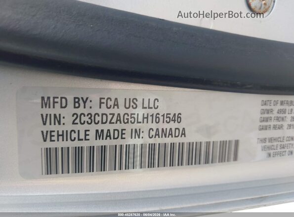 2C3CDZAG5LH161546 2020 DODGE CHALLENGER Silver 