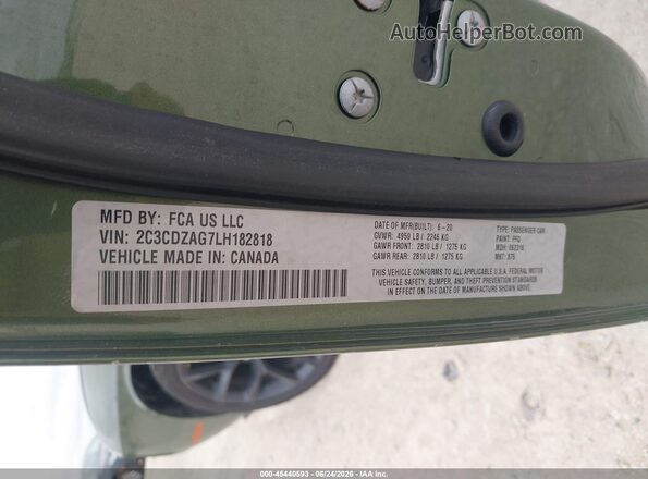 2C3CDZAG7LH182818 2020 DODGE CHALLENGER Green Вид підкапотного простору