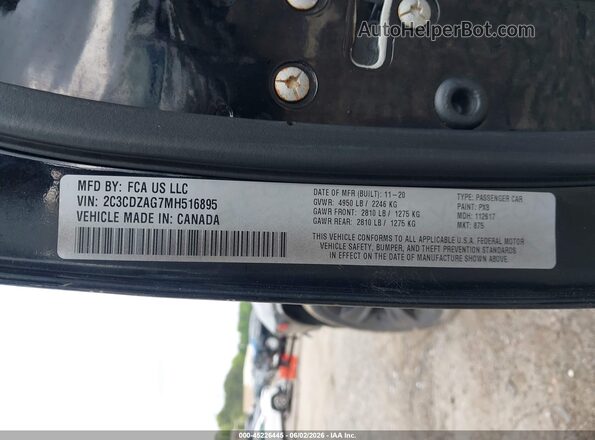 2C3CDZAG7MH516895 2021 DODGE CHALLENGER Black Widok komory silnika