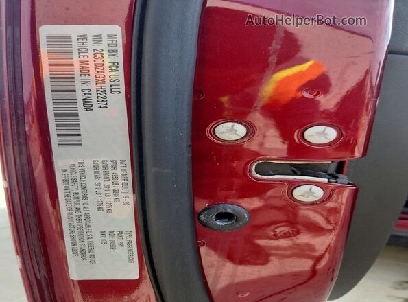 2C3CDZAGXLH222874 2020 DODGE CHALLENGER Burgundy Widok komory silnika
