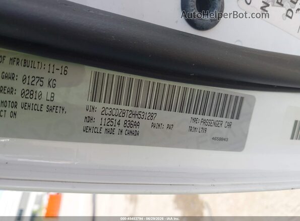 2C3CDZBT2HH531287 2017 DODGE CHALLENGER Белый Вид подкапотного пространства