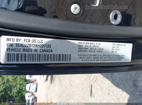 2C3CDZBT2NH227128 2022 DODGE CHALLENGER Black Vista del compartimento del motor