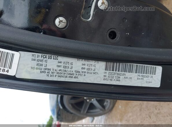 2C3CDZBT3GH221874 2016 DODGE CHALLENGER Черный Вид подкапотного пространства