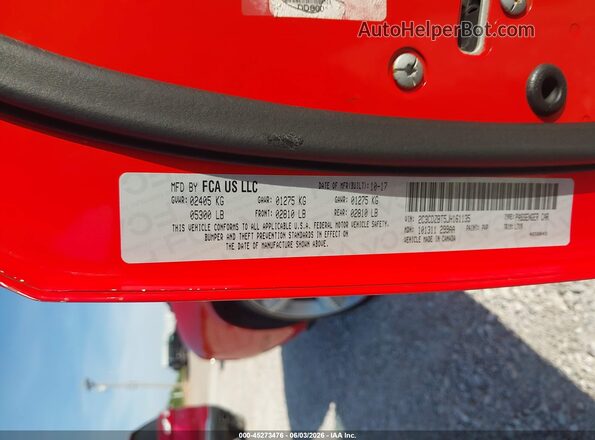 2C3CDZBT5JH161135 2018 DODGE CHALLENGER Orange Widok komory silnika