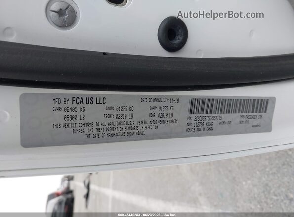 2C3CDZBT5KH557115 2019 DODGE CHALLENGER White Շարժիչի բաժամունքի տեսք