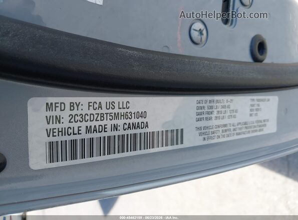 2C3CDZBT5MH631040 2021 DODGE CHALLENGER Gray Вид підкапотного простору