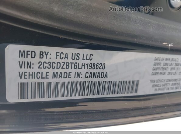 2C3CDZBT6LH198620 2020 DODGE CHALLENGER Black Widok komory silnika