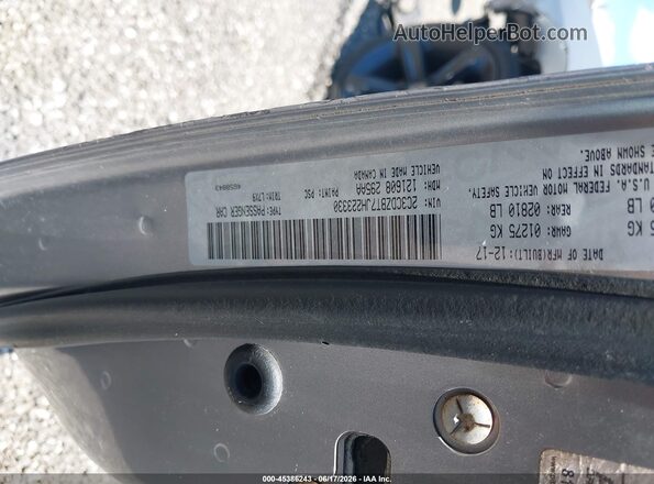 2C3CDZBT7JH223330 2018 DODGE CHALLENGER Gray Вид підкапотного простору