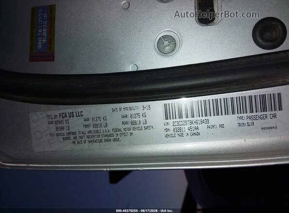 2C3CDZBT8KH618439 2019 DODGE CHALLENGER Silver Engine compartment view