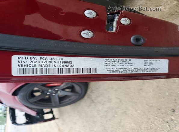 2C3CDZC96NH199885 2022 DODGE CHALLENGER Burgundy Engine compartment view