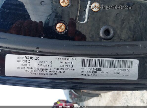 2C3CDZFJ1KH618534 2019 DODGE CHALLENGER Black Widok komory silnika